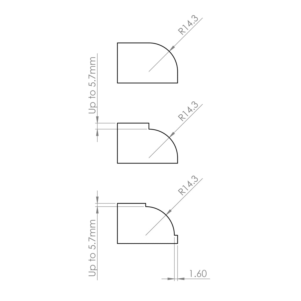 4 Flute Roundover / Ovolo Bit R14.3 - 1/2" Shank