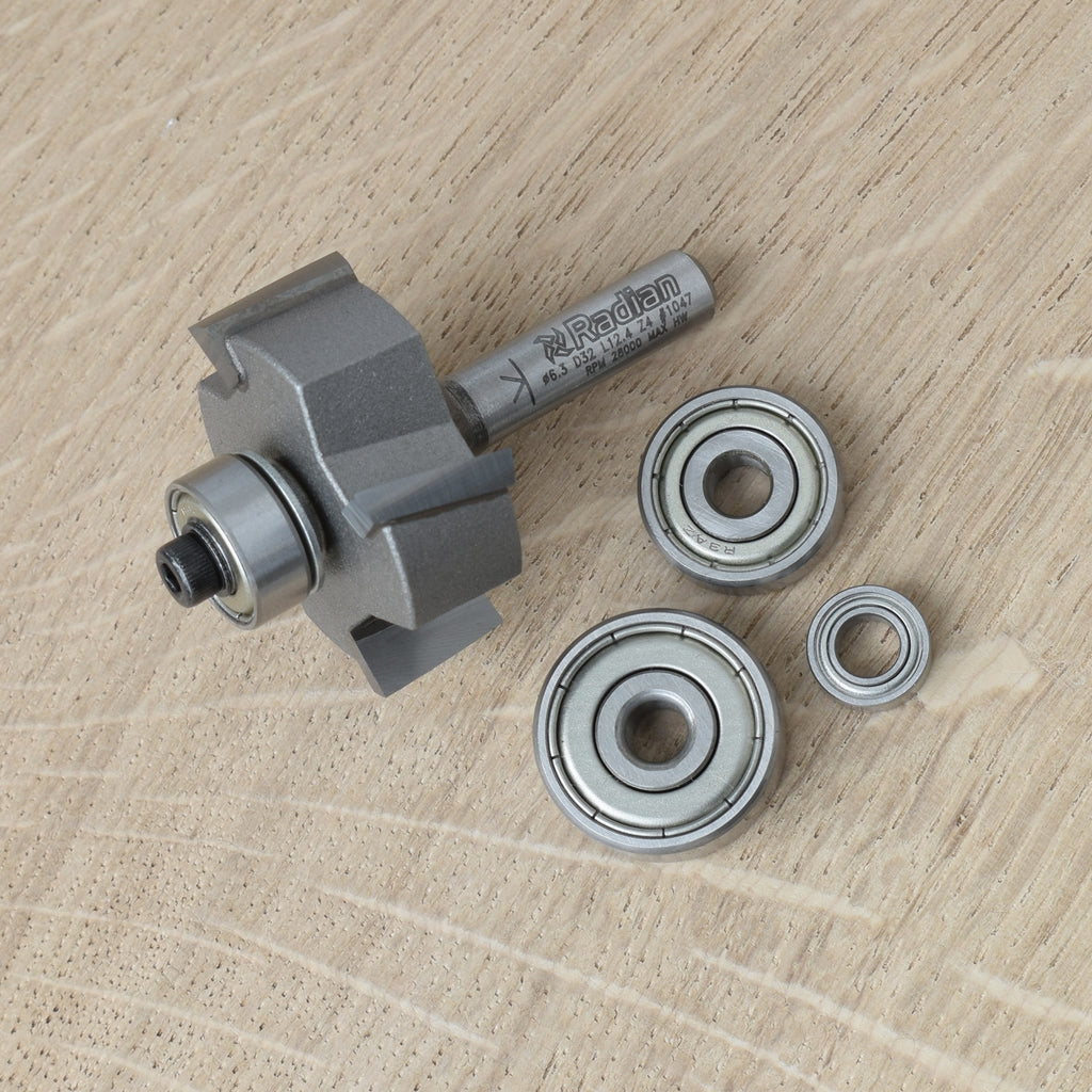 4 Flute Rebate Set 6.4, 7.9, 9.5 & 11.1mm - 1/4" Shank