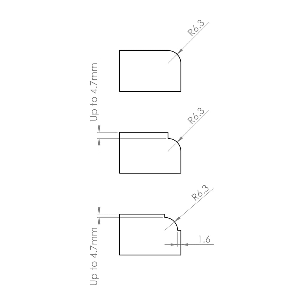 4 Flute Roundover / Ovolo Bit R6.3mm - 1/2" Shank