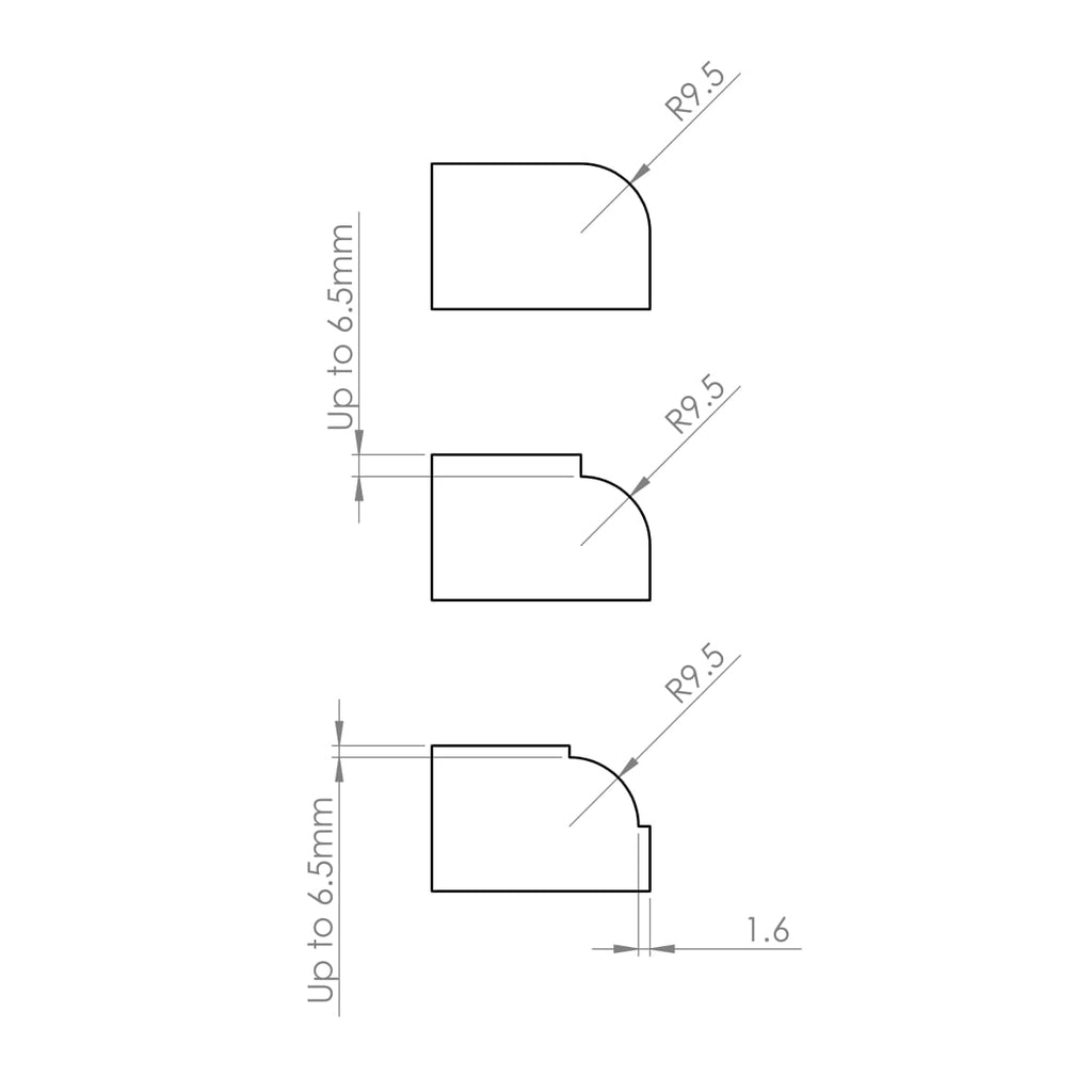 4 Flute Roundover / Ovolo Bit R9.5mm - 1/2" Shank