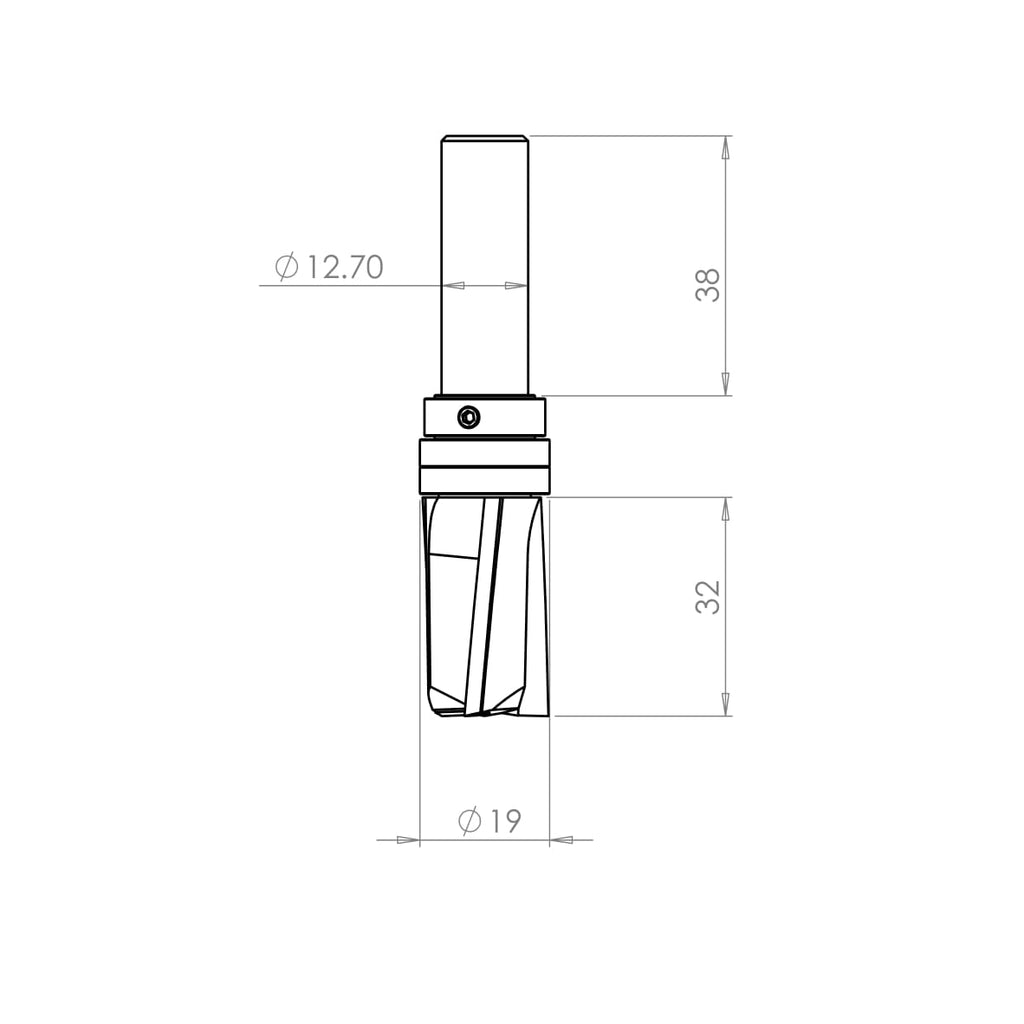 3 Flute Plunging Trimmer Ø19 x 32mm - 1/2" Shank