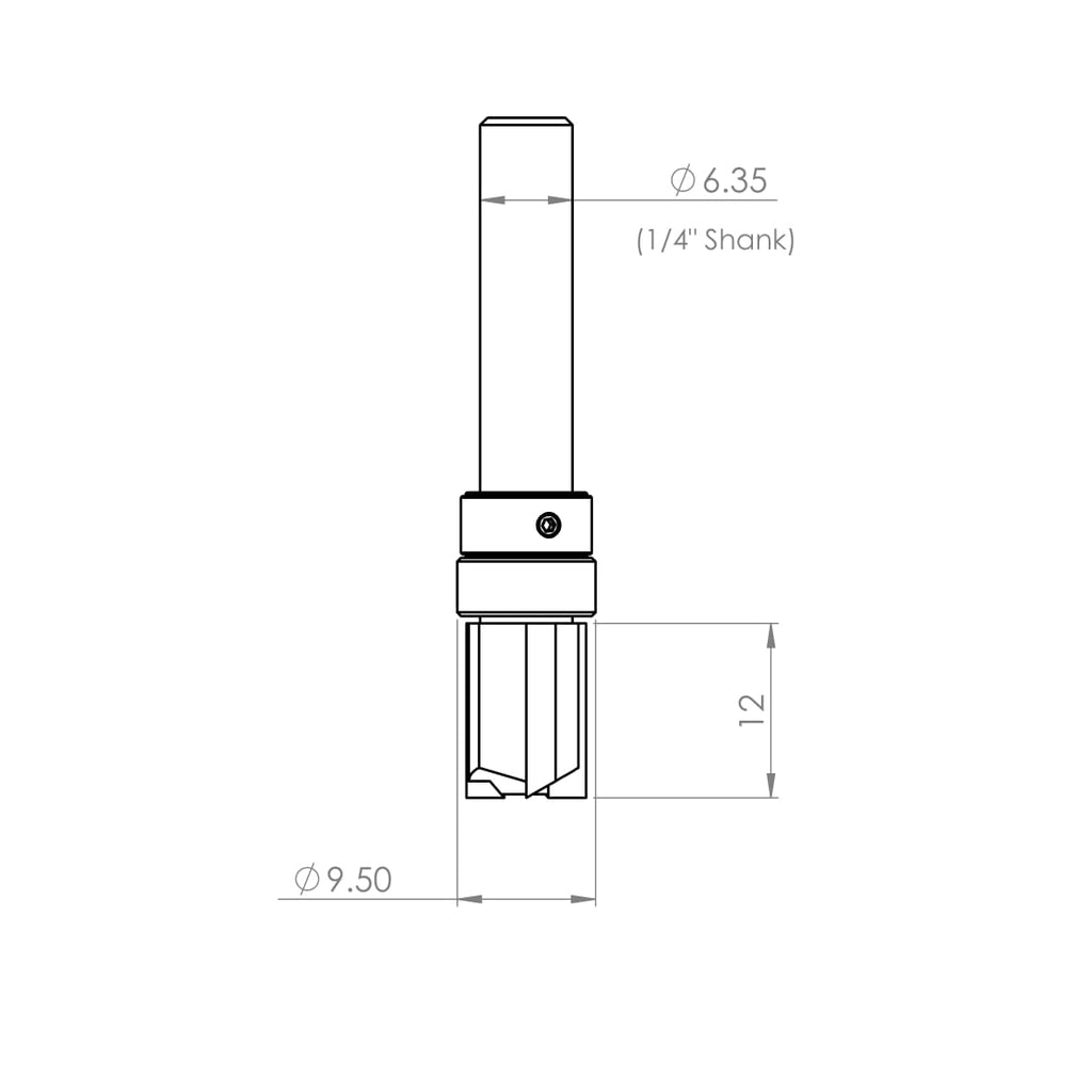 3 Flute Plunging Trimmer Ø9.5 x 12mm - 1/4" Shank