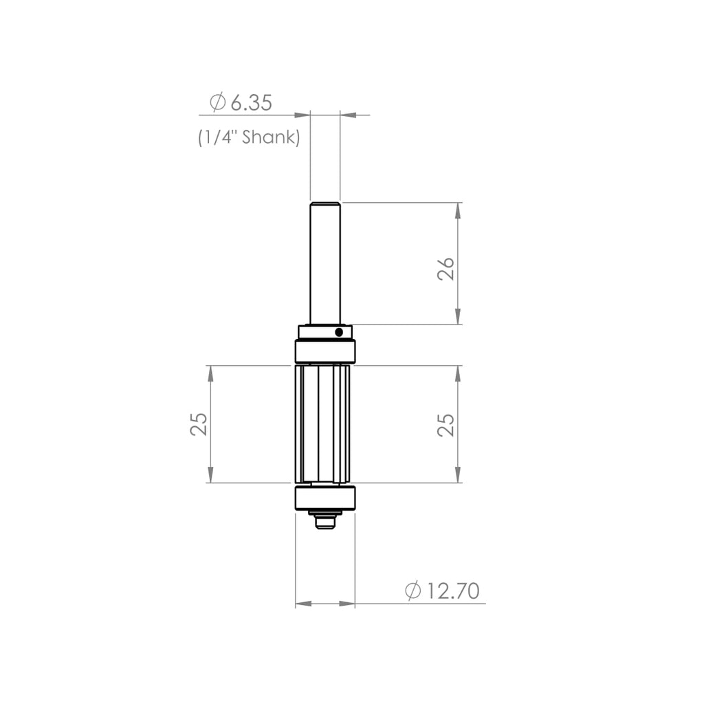 3 Flute Ø12.7 x 25mm - 1/4" Shank