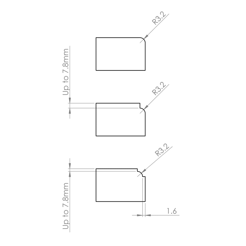 4 Flute Roundover / Ovolo Bit R3.2mm - 1/4" Shank