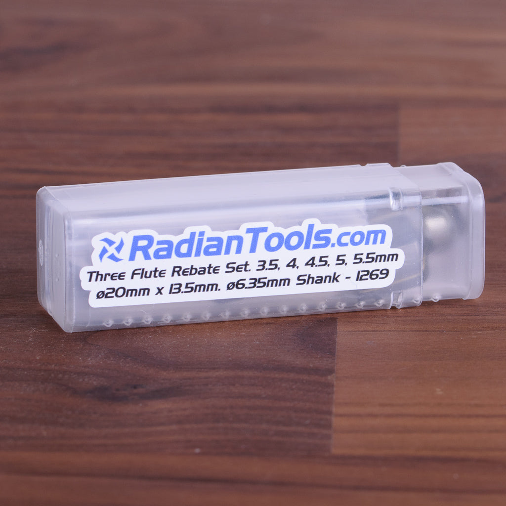 3 Flute Rebate Set 3.5, 4.0, 4.5, 5.0, 5.5mm - 1/4" Shank