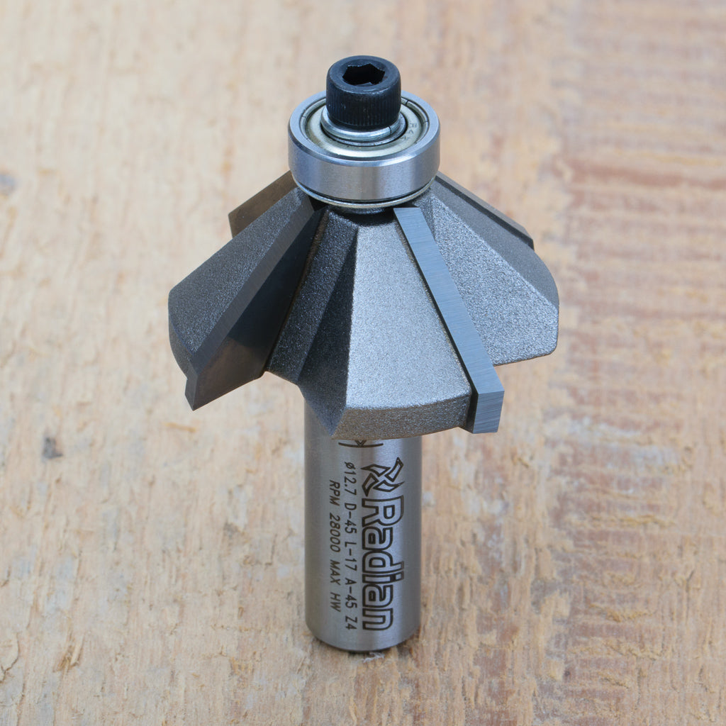 4 Flute Chamfer Bit 45° - 1/2" Shank