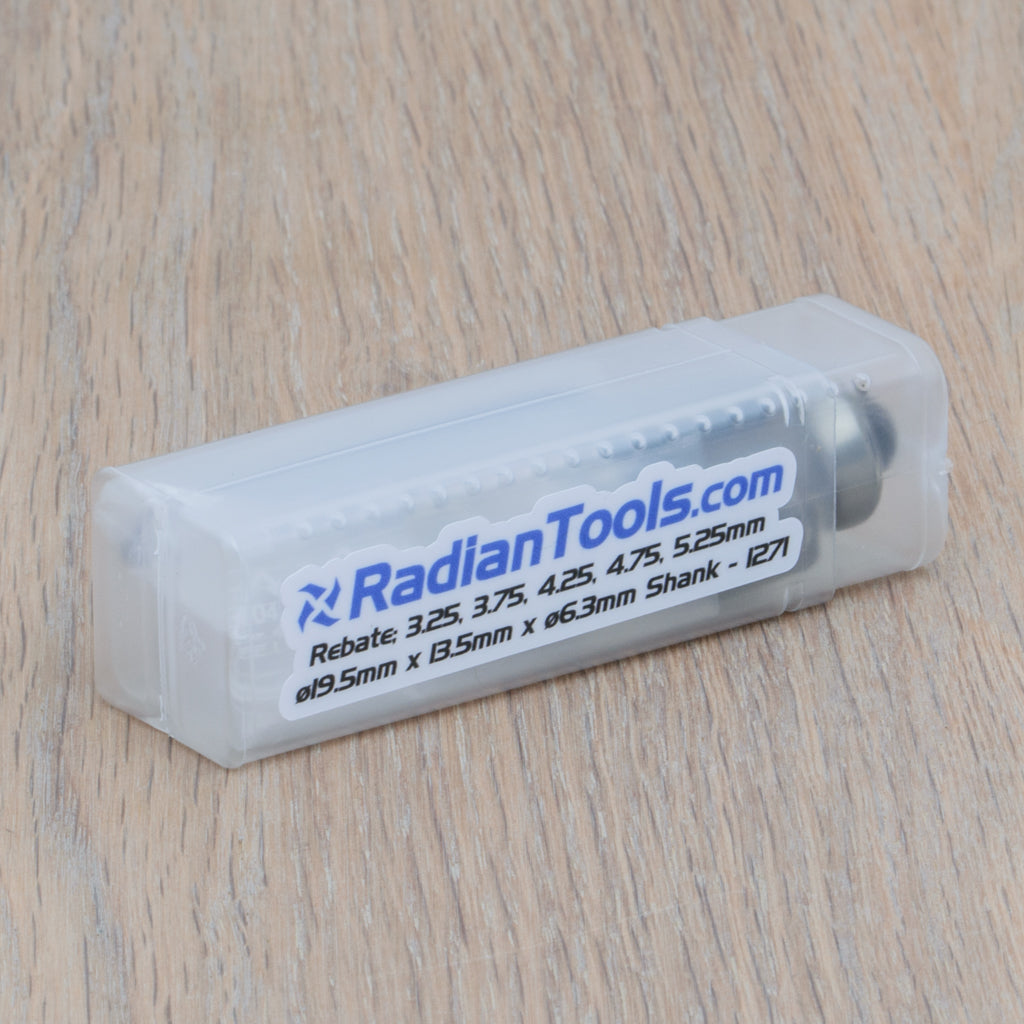 3 Flute Rebate Set 3.25, 3.75, 4.25, 4.75, 5.25mm - 1/4" Shank