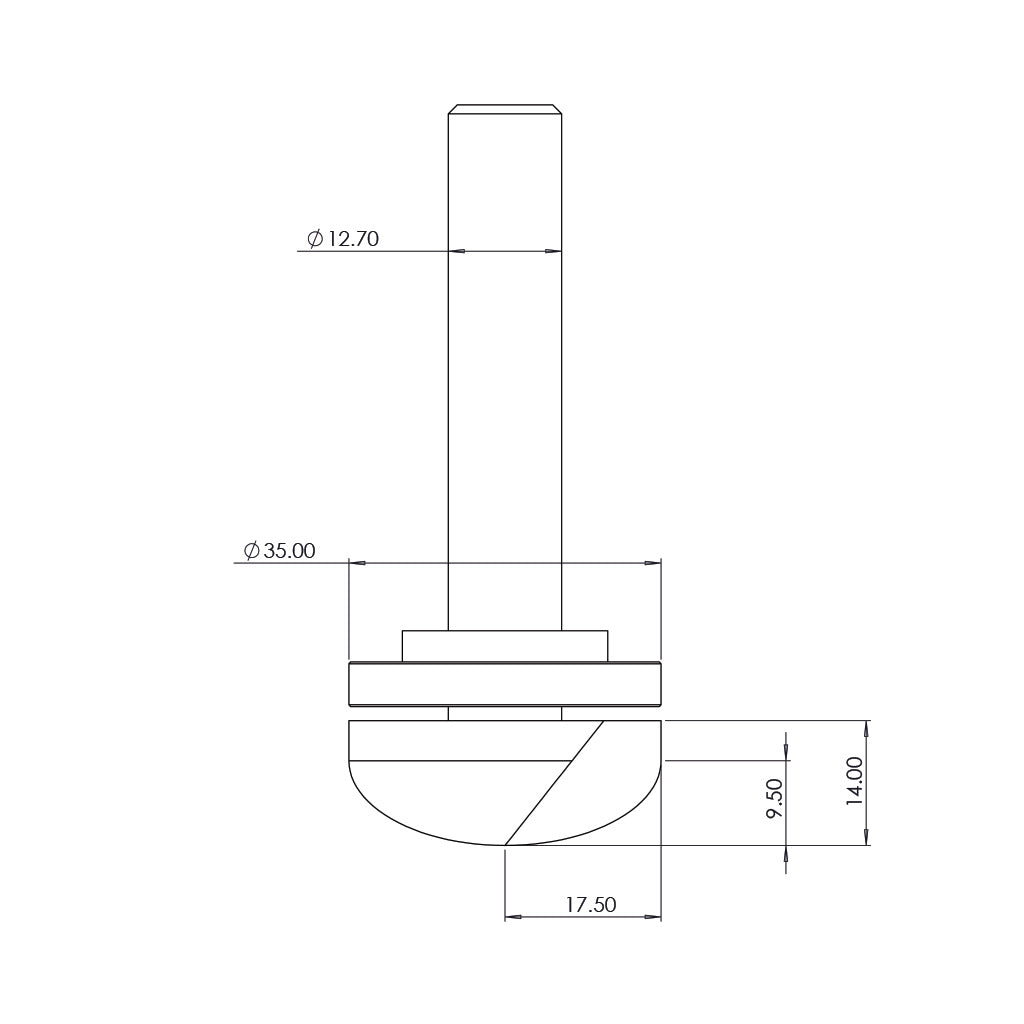 4 Flute Elliptical Carve Top Guide Bit Ø35mm - 1/2" Shank